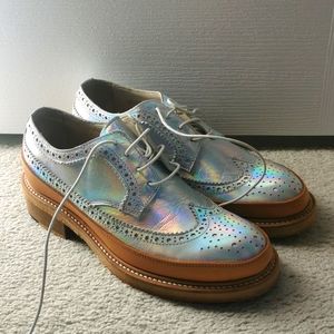 Zucca Chunky Laser Silver Handmade Oxford Shoes